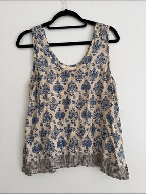 Natalie Martin Cream Tank with Blue Floral Print